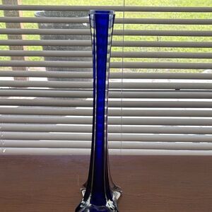 Vintage Cobalt Blue Hand Blown Glass Vase